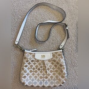 Coach Cream & Gold Crossbody Logo Zip Top Purse